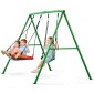 VEVOR Swing Set για Backyard, 80 cm Saucer Swing Seat and Belt Seat, with Heavy Duty A-Frame Metal Stand, 199,6 kg χωρητικότητα φόρτωσης, Ενισχυμένο με σπειροειδείς άγκυρες εδάφους, Swingset Outdoor για παιδιά