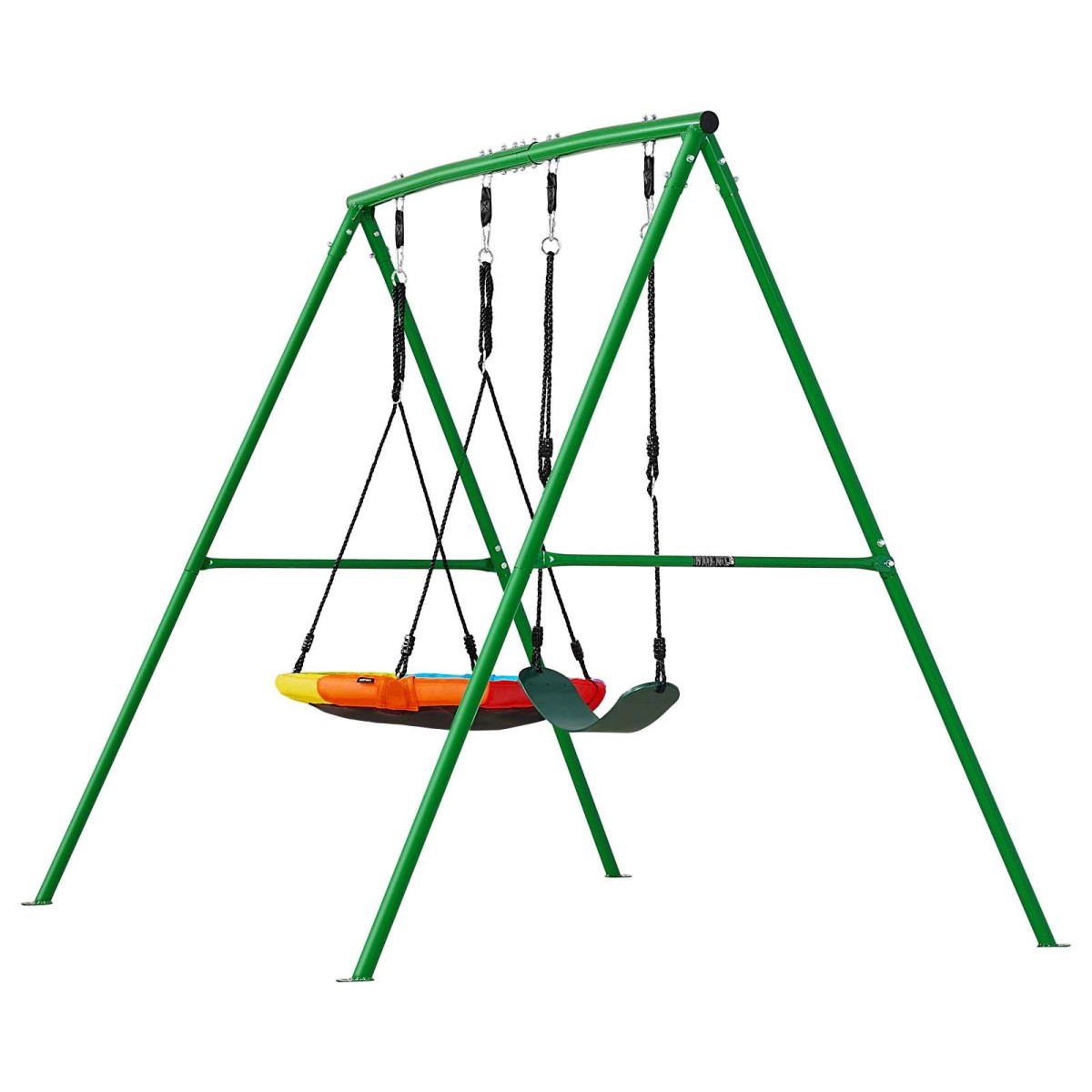 VEVOR Swing Set για Backyard, 80 cm Saucer Swing Seat and Belt Seat, with Heavy Duty A-Frame Metal Stand, 199,6 kg χωρητικότητα φόρτωσης, Ενισχυμένο με σπειροειδείς άγκυρες εδάφους, Swingset Outdoor για παιδιά