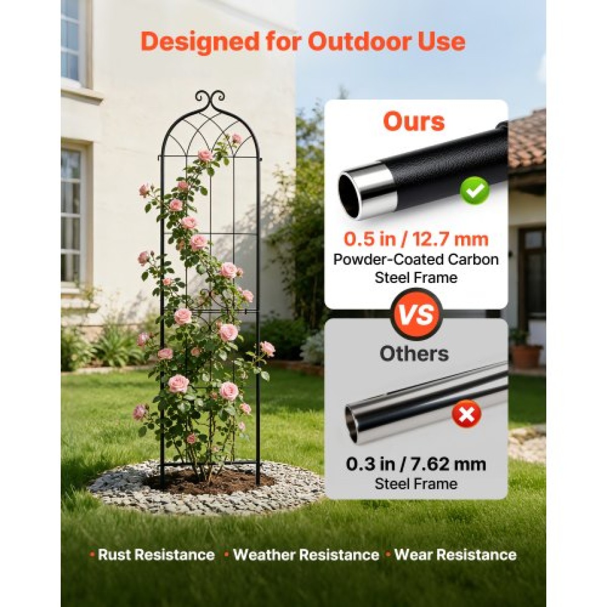 VEVOR Garden Trellis, 220 x 52,5 cm Rose Trellis, 4 Packs Garden Flower Rose Trellies with Powder-coated Finish & Convenient Locking Design, Plant Support Trellises for Flowers, Vegetables, Roses