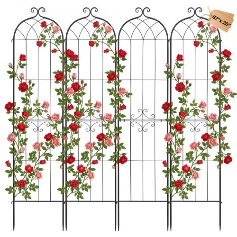 VEVOR Garden Trellis, 220 x 52,5 cm Rose Trellis, 4 Packs Garden Flower Rose Trellies with Powder-coated Finish & Convenient Locking Design, Plant Support Trellises for Flowers, Vegetables, Roses
