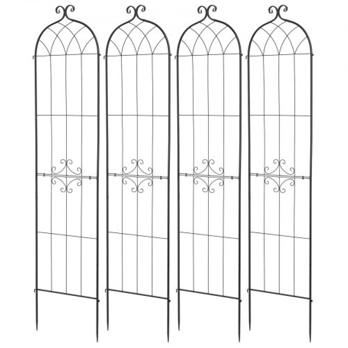 VEVOR Garden Trellis, 220 x 52,5 cm Rose Trellis, 4 Packs Garden Flower Rose Trellies with Powder-coated Finish & Convenient Locking Design, Plant Support Trellises for Flowers, Vegetables, Roses