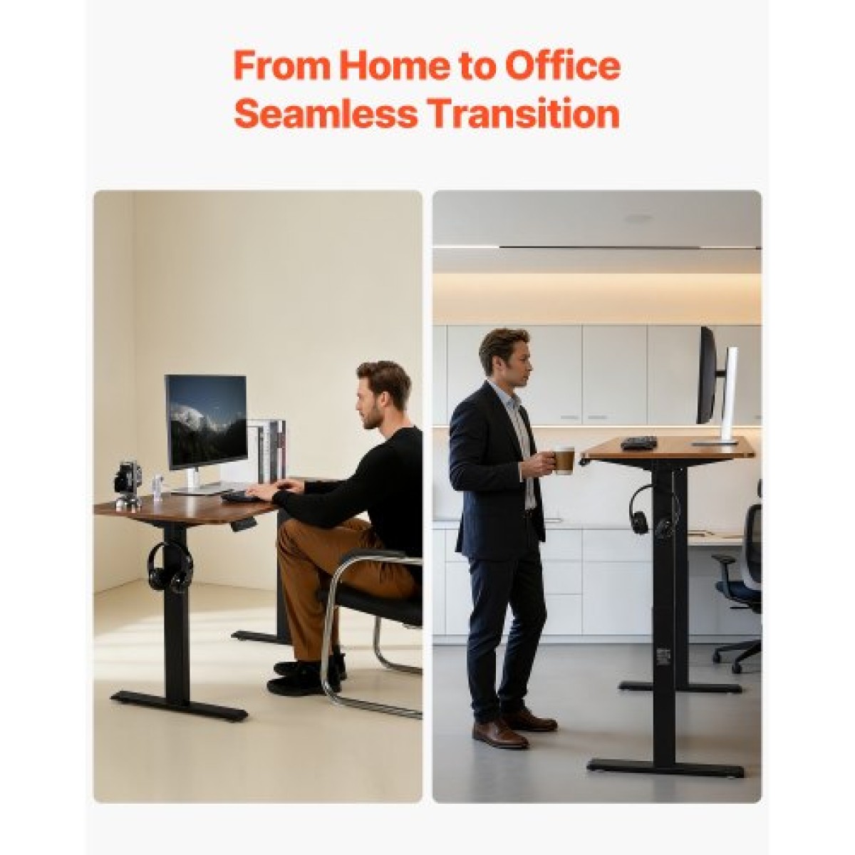 VEVOR Standing Desk Frame Διπλό κινητήρα, Ηλεκτρική Ρυθμιζόμενη Μήκος επέκτασης 104-160 cm, 4 Ρυθμίσεις ύψους μνήμης, Πόδια Τραπεζιού Stand Up, Sit to Stand Desk Riser Leg Riser for Office Home Base Worksation, Μαύρο