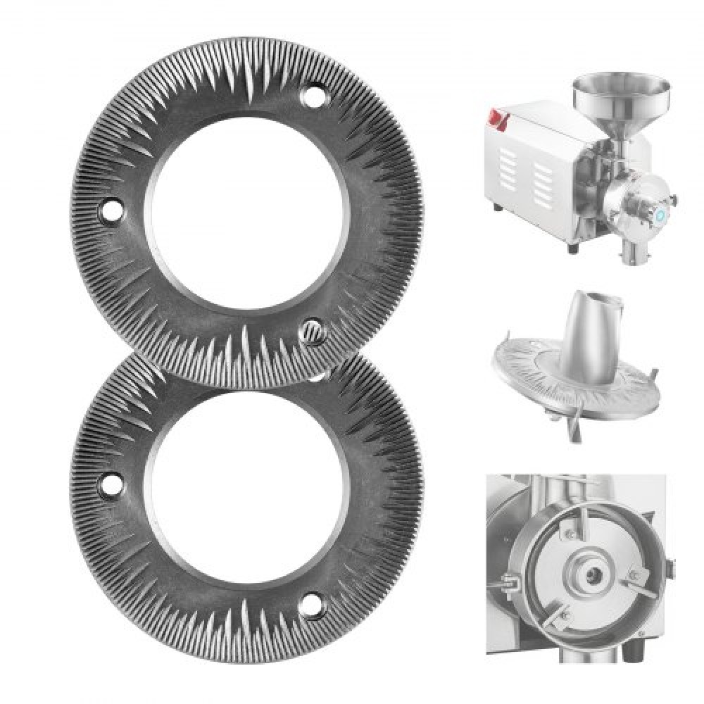 Φύλλα λείανσης VEVOR 2PCS για ηλεκτρικό μύλο σιτηρών, Δίσκοι ξηρής λείανσης από χυτοσίδηρο, ανταλλακτικές πλάκες λείανσης συμβατές με VEVOR HN-2200, Μύλος μύλου καλαμποκιού HN-3000