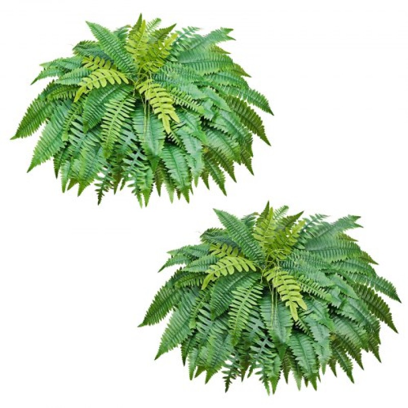 VEVOR Τεχνητές φτέρες, 1143 mm Fake Boston Fern Bush Plant with 63 Fronds, Faux Greenery για εσωτερική/εξωτερική διακόσμηση, μετάξι & LDPE, Κατάλληλο για φυτευτή σαλονιού γραφείου στον κήπο της βεράντας στο σπίτι, σετ 2