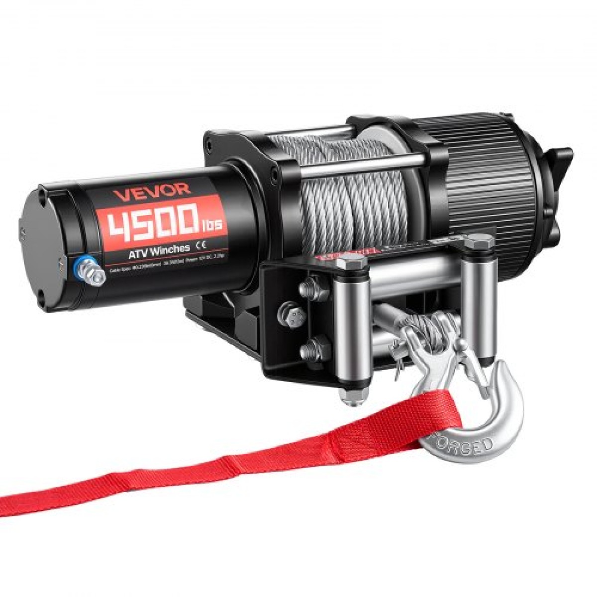 VEVOR 2041 kg Ηλεκτρικό βαρούλκο, βαρούλκο 12V DC ATV/UTV με Φ6 mm x 12 m ατσάλινο συρματόσχοινο, ασύρματο & ενσύρματο τηλεχειριστήριο, IP54 αδιάβροχο, πλάκα στήριξης Roller Fairlead για ρυμούλκηση ATV UTV εκτός δρόμου