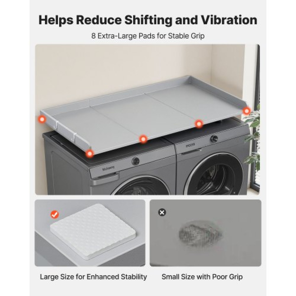 Πάγκος VEVOR Washer Dryer, 137 x 69,9 cm Ξύλινο κάλυμμα πλυντηρίου και στεγνωτηρίου με άκρο & 2 γάντζους, αδιάβροχο κάλυμμα πλυντηρίου για ντουλάπα ρούχων Οργάνωση και αποθήκευση πάγκου, γκρι