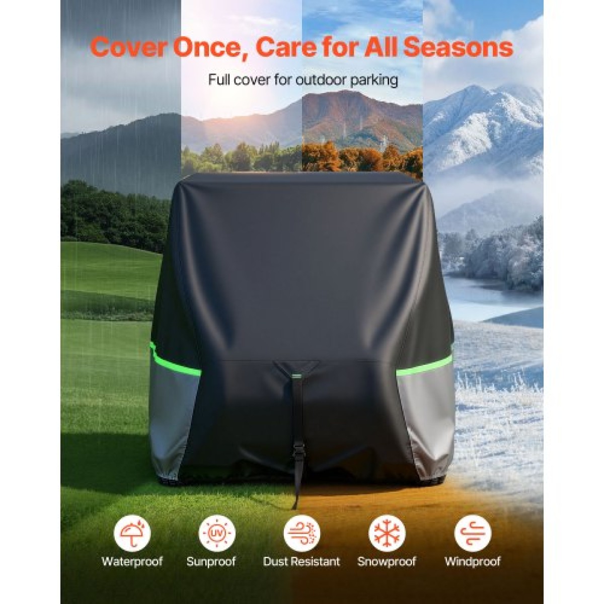 Κάλυμμα VEVOR Golf Cart, Full Coverage 2+2/4 Passenger Golf Cart, 600D αδιάβροχο Oxford Fabric Club Car Cover που ταιριάζει στα περισσότερα Carts Club Car, Yamaha, EZGO, Honda, PU Coating & Three Zipper Doors