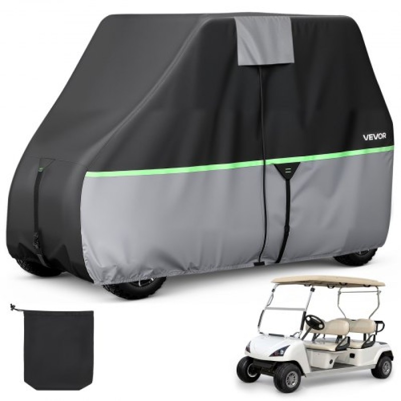 Κάλυμμα VEVOR Golf Cart, Full Coverage 2+2/4 Passenger Golf Cart, 600D αδιάβροχο Oxford Fabric Club Car Cover που ταιριάζει στα περισσότερα Carts Club Car, Yamaha, EZGO, Honda, PU Coating & Three Zipper Doors
