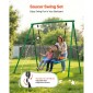 Σετ κούνιας VEVOR για πίσω αυλή, 100 εκ. Πιατάκι Swing Seat με Heavy Duty A-Frame Metal Stand, 199,6 kg χωρητικότητα φόρτωσης, Ενισχυμένο με σπειροειδείς άγκυρες εδάφους, Swingset Outdoor για παιδιά, πράσινο και πολύχρωμο