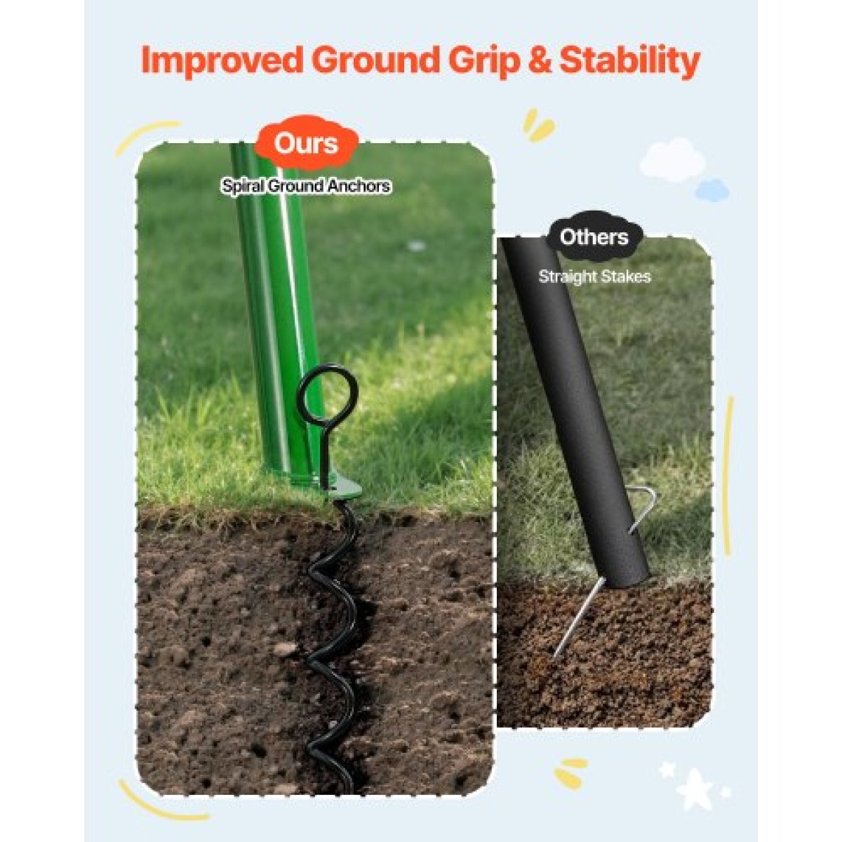 Σετ κούνιας VEVOR για πίσω αυλή, 100 εκ. Πιατάκι Swing Seat με Heavy Duty A-Frame Metal Stand, 199,6 kg χωρητικότητα φόρτωσης, Ενισχυμένο με σπειροειδείς άγκυρες εδάφους, Swingset Outdoor για παιδιά, πράσινο και πολύχρωμο