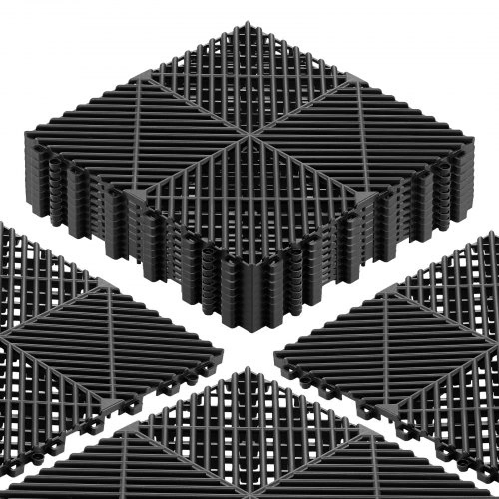 VEVOR Interlocking Drainage Mats, 310 x 310 mm, Modular Garage Flooring Tiles, Non-Slip PP Drainage Floor Tiles, Self-Draining, Easy Installation, for Bathroom, Kitchen, Pool & Outdoor, Black, 12 Pack