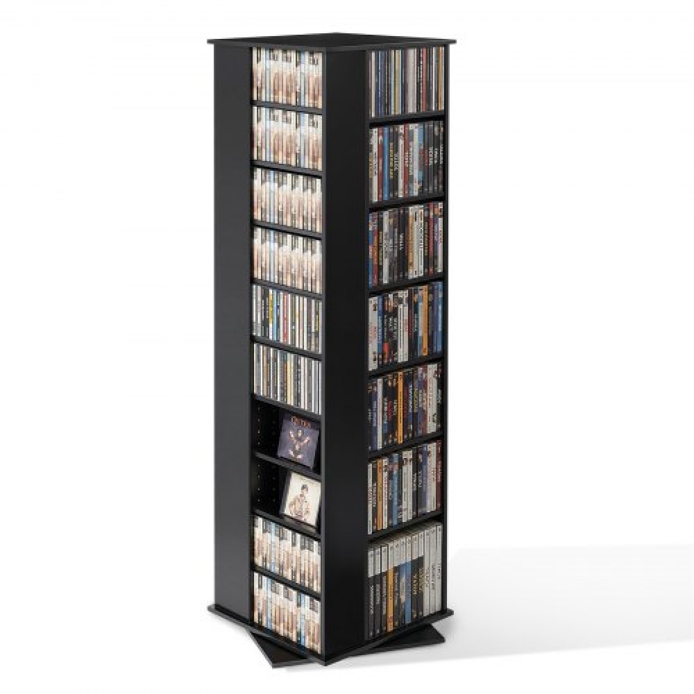 VEVOR Media Storage Cabinet, CD Rack Tower, 34 Compartments Rotating Media Tower Rack for CDs, DVDs, Books and Game Discs, DVD Stand for Living Room, Home Office and Recording Room, Black
