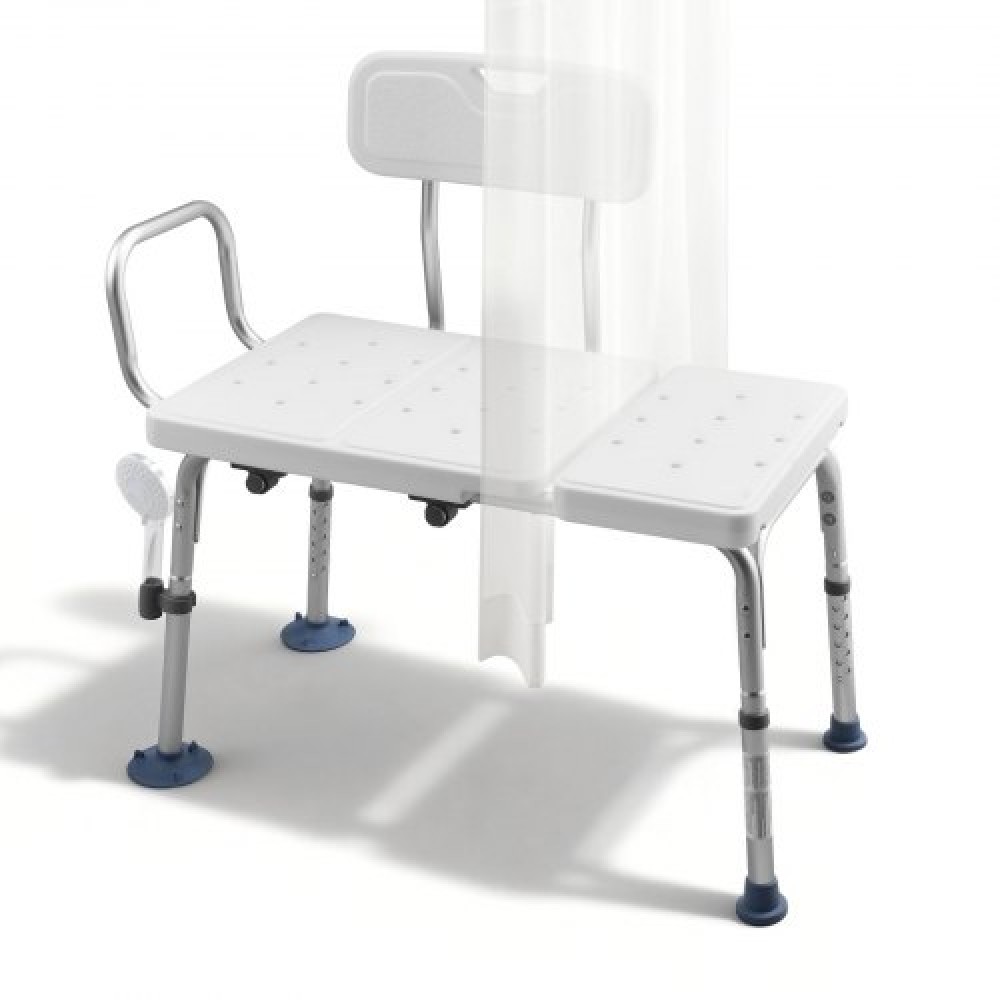 VEVOR Tub Transfer Bench for Bathtub, 180 kg Capacity Heavy Duty Shower Chair with Arm, Backrest and Curtain Slot, Height Adjustable Shower Bench Bath Seat for Adults, Seniors, Elderly and Disabled
