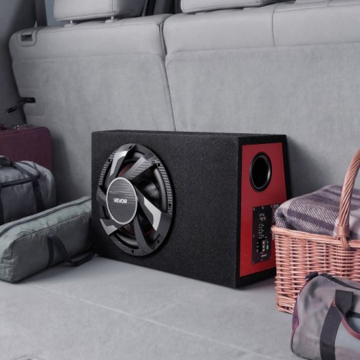 Πακέτο VEVOR Subwoofer Bass, 305mm, 245W RMS, Πλήρες πακέτο υπογούφερ και ενισχυτή αυτοκινήτου, με φορτωμένο περίβλημα, ενσωματωμένο ενισχυτή και κιτ καλωδίωσης, Slim Trapezoid, Compact για συστήματα ήχου αυτοκινήτου