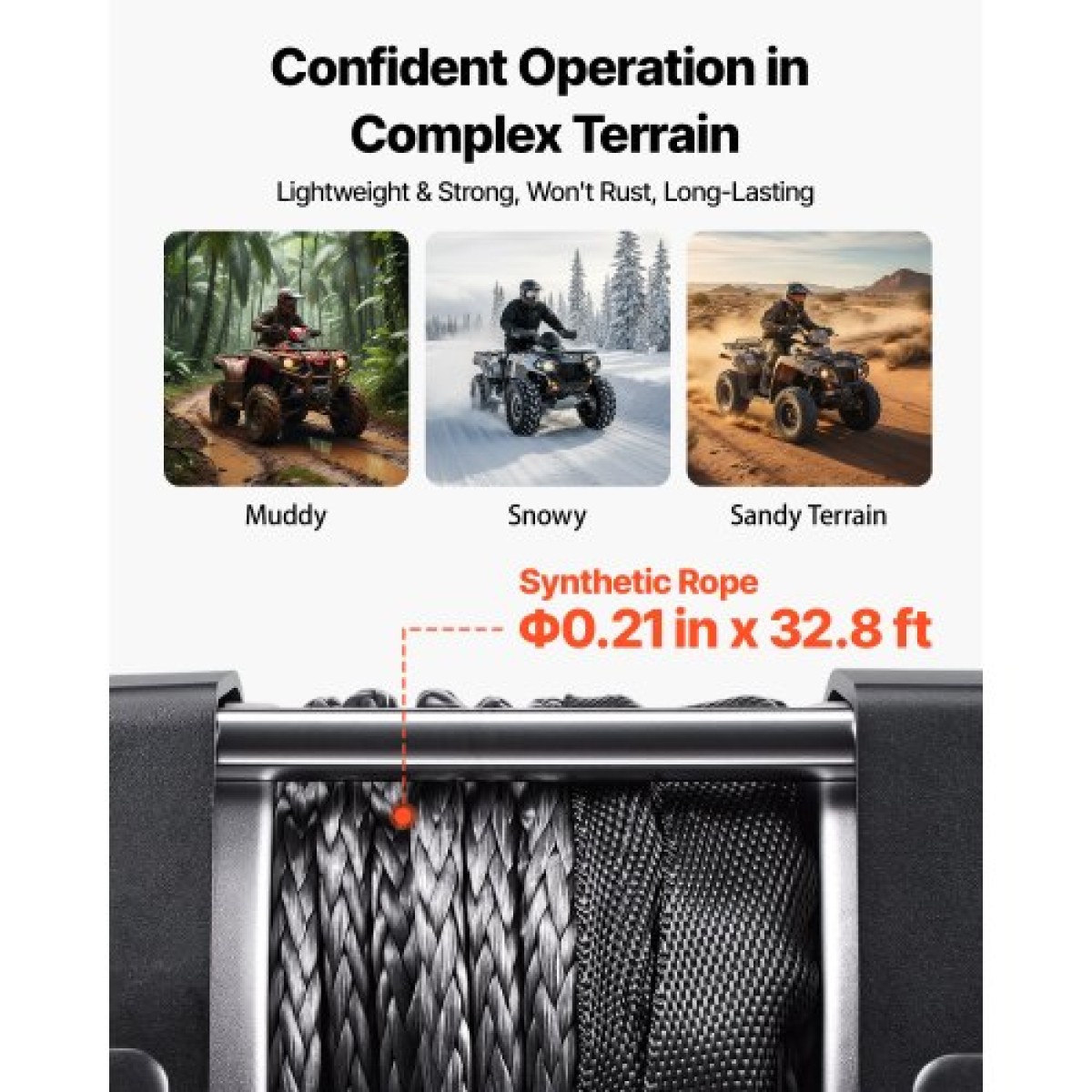 VEVOR 1587 kg Ηλεκτρικό βαρούλκο, βαρούλκο 12V DC ATV/UTV με Φ5,5 mm x 10 m Συνθετικό Σχοινί & Ενσύρματο Τηλεχειριστήριο, IP55 Αδιάβροχο, Πλάκα στήριξης Fairlead περίβλημα αλουμινίου για ρυμούλκηση ATV, μαύρο