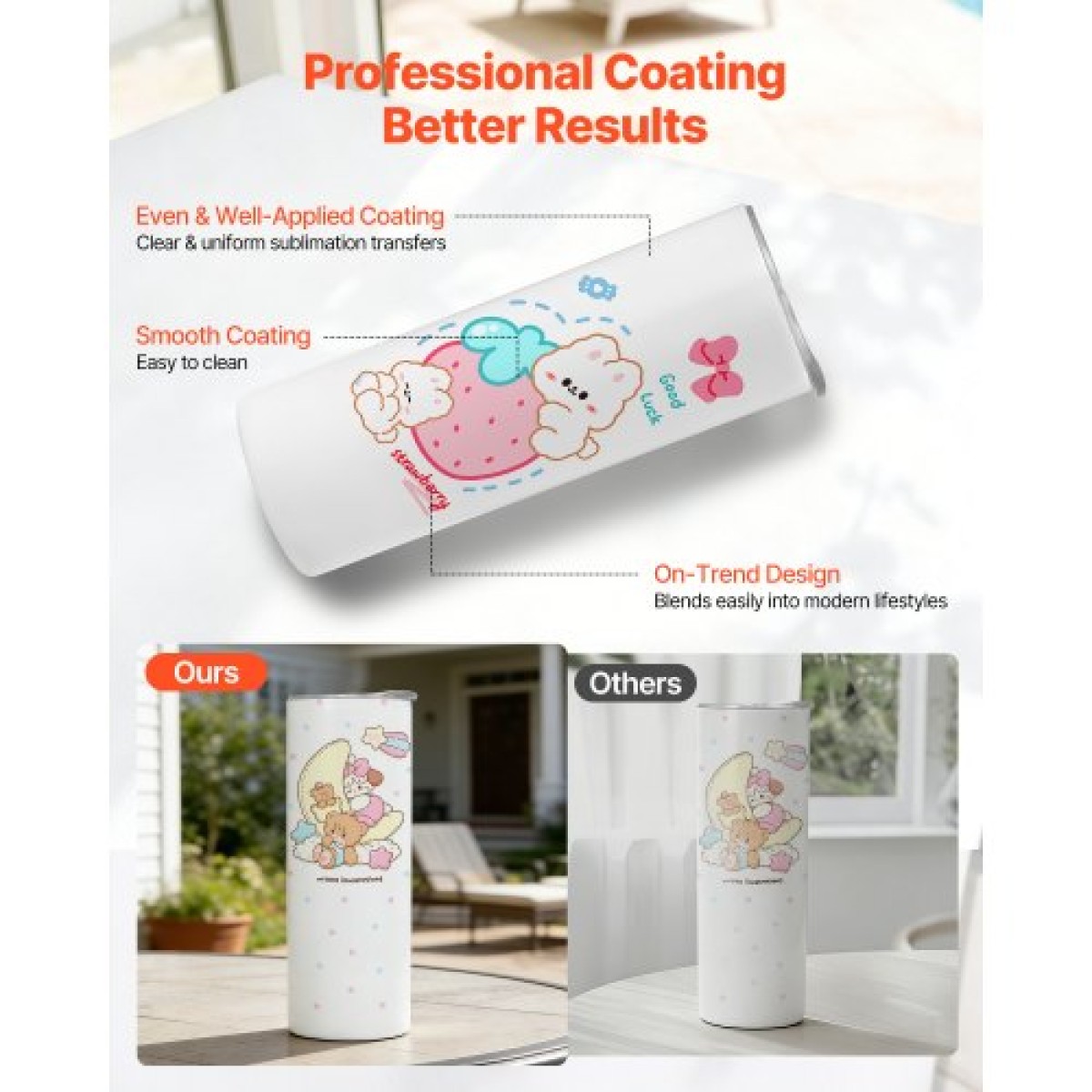 VEVOR Sublimation Tumblers, 4 Pack, 591 mL Skinny Straight Tumblers Χύμα, Ανοξείδωτα κύπελλα εξάχνωσης με καπάκι και καλαμάκια, διπλό μονωμένο κάλυμμα ποτηριού, για εξατομικευμένη προσαρμογή DIY