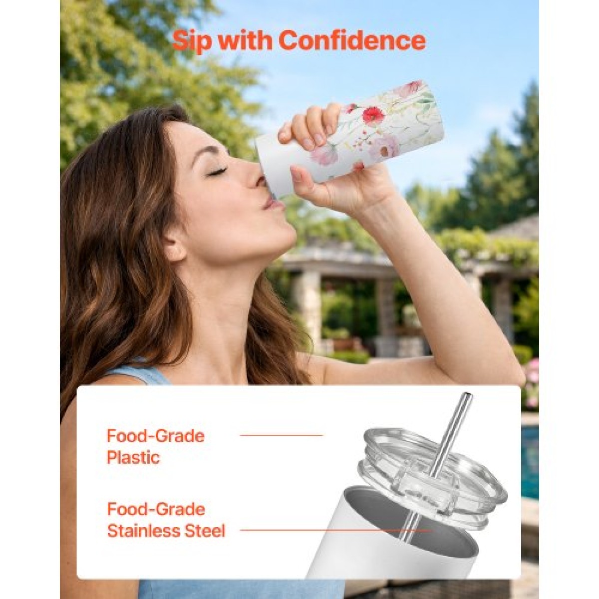 VEVOR Sublimation Tumblers, 4 Pack, 591 mL Skinny Straight Tumblers Χύμα, Ανοξείδωτα κύπελλα εξάχνωσης με καπάκι και καλαμάκια, διπλό μονωμένο κάλυμμα ποτηριού, για εξατομικευμένη προσαρμογή DIY