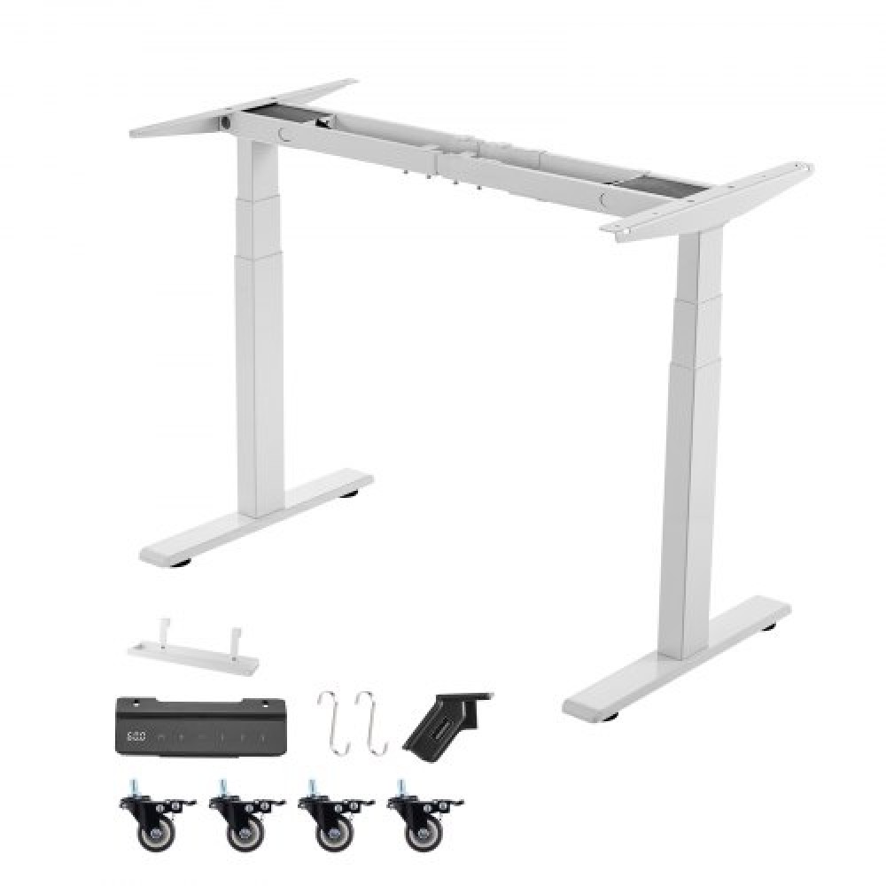 Πλαίσιο VEVOR Standing Desk Σκελετός Διπλού κινητήρα, Ηλεκτρικό Ρυθμιζόμενο μήκος επέκτασης 100-180 cm, 3 Ρυθμίσεις Ύψους Μνήμης Πόδια τραπεζιού όρθια, Sit to Stand Desk Riser Leg Riser for Office Home Base Worksation, Λευκό