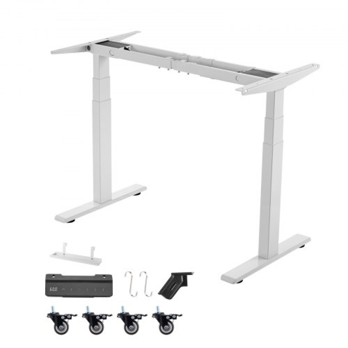 Πλαίσιο VEVOR Standing Desk Σκελετός Διπλού κινητήρα, Ηλεκτρικό Ρυθμιζόμενο μήκος επέκτασης 100-180 cm, 3 Ρυθμίσεις Ύψους Μνήμης Πόδια τραπεζιού όρθια, Sit to Stand Desk Riser Leg Riser for Office Home Base Worksation, Λευκό