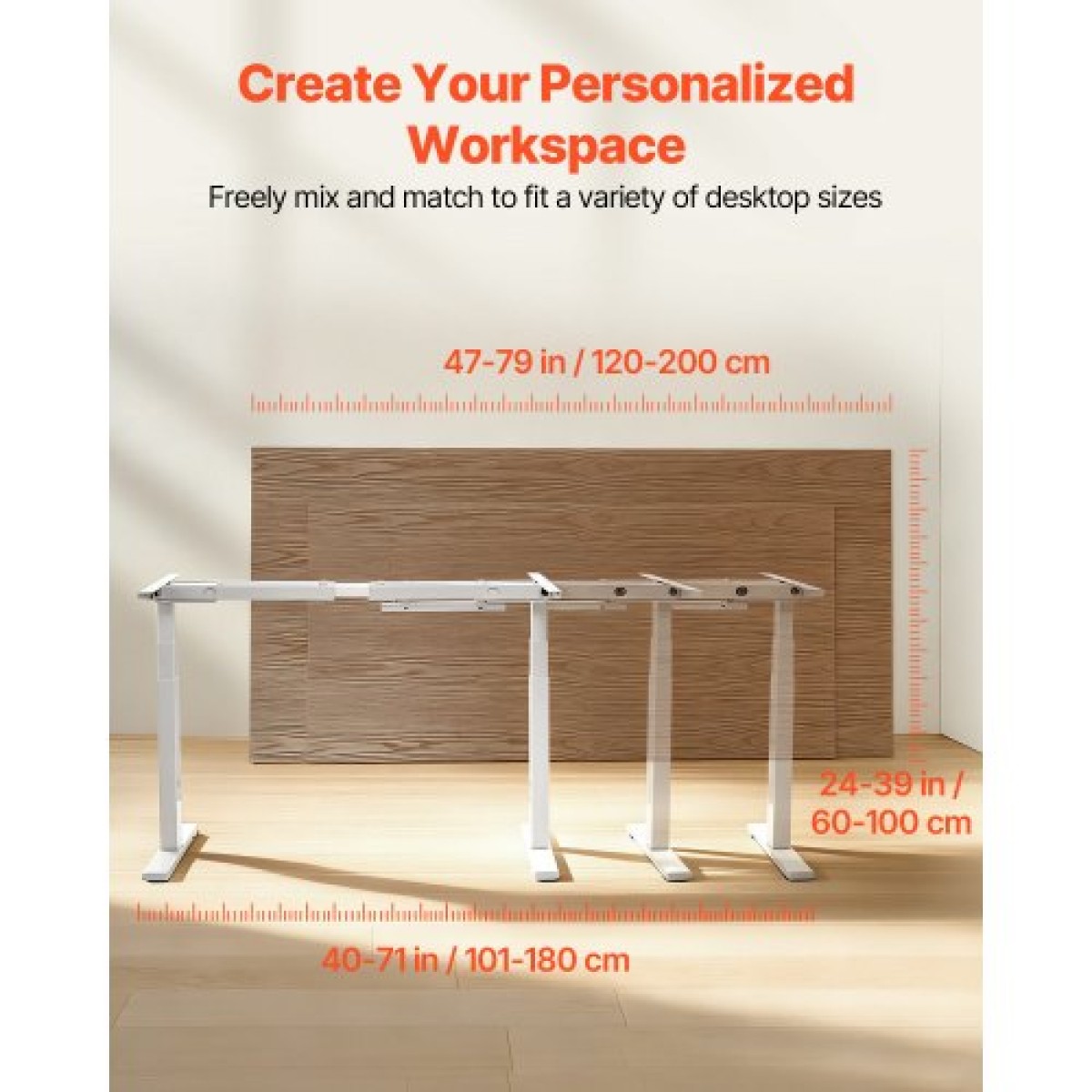 Πλαίσιο VEVOR Standing Desk Σκελετός Διπλού κινητήρα, Ηλεκτρικό Ρυθμιζόμενο μήκος επέκτασης 100-180 cm, 3 Ρυθμίσεις Ύψους Μνήμης Πόδια τραπεζιού όρθια, Sit to Stand Desk Riser Leg Riser for Office Home Base Worksation, Λευκό