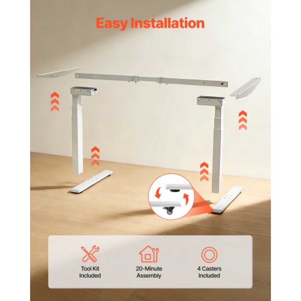 Πλαίσιο VEVOR Standing Desk Σκελετός Διπλού κινητήρα, Ηλεκτρικό Ρυθμιζόμενο μήκος επέκτασης 100-180 cm, 3 Ρυθμίσεις Ύψους Μνήμης Πόδια τραπεζιού όρθια, Sit to Stand Desk Riser Leg Riser for Office Home Base Worksation, Λευκό