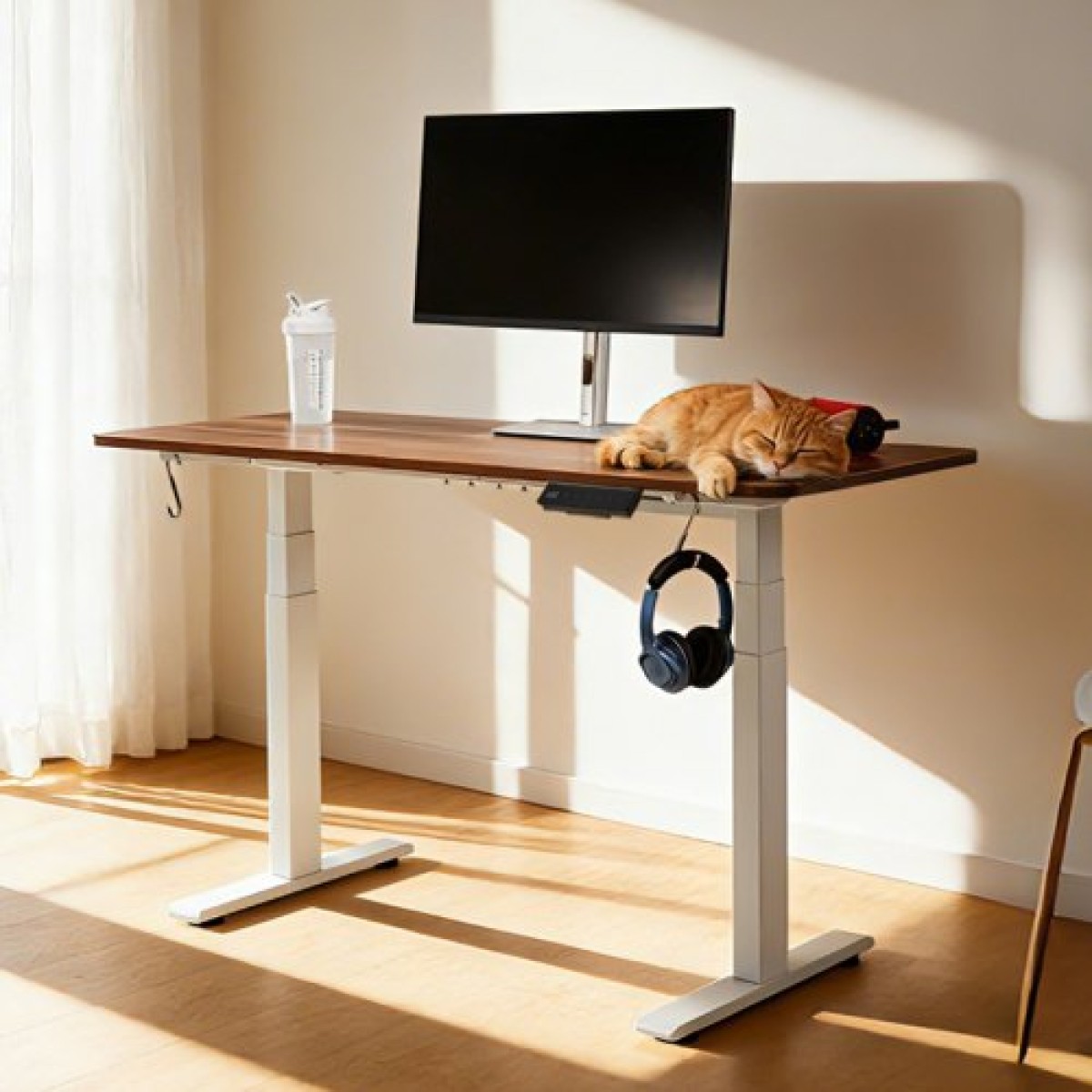 Πλαίσιο VEVOR Standing Desk Σκελετός Διπλού κινητήρα, Ηλεκτρικό Ρυθμιζόμενο μήκος επέκτασης 100-180 cm, 3 Ρυθμίσεις Ύψους Μνήμης Πόδια τραπεζιού όρθια, Sit to Stand Desk Riser Leg Riser for Office Home Base Worksation, Λευκό
