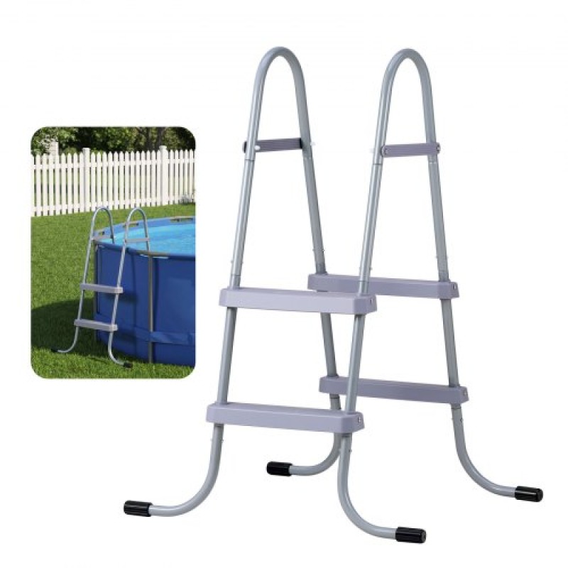VEVOR Above Ground Pool Ladder, 2-Step Steel A-Frame Swimming Pool Swimming Swimming Pool 83,8 cm, Χωρητικότητα 136 kg Σκαλοπάτια εισόδου/εξόδου με ασφαλές αντιολισθητικό, ανθεκτικό φαρδύ σκαλοπάτι, εύκολη εγκατάσταση σε εξωτερικό χώρο, γκρι