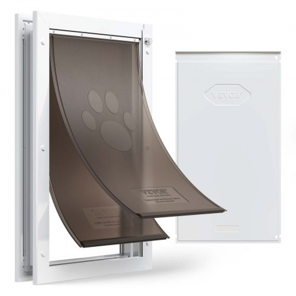 VEVOR Pet Door, X-Large, with Double Magnetic Flaps and Metal Frame, Strong and Weatherproof Dog Door for Interior and Exterior Doors, Easy to Install, Easy In-and-Out Access for Doggies, White