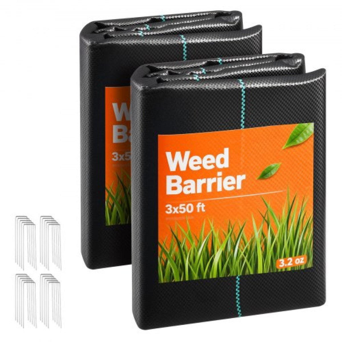 VEVOR Weed Barrier Fabric Heavy Duty, 2 Packs 0,9x15,2m 90,7g Weed Blocker Fabric, Woven Landscape Fabric, Garden Fabrics Weeds Barrier, Weeds Control Ground Cover, Geotextile Webbing, Black