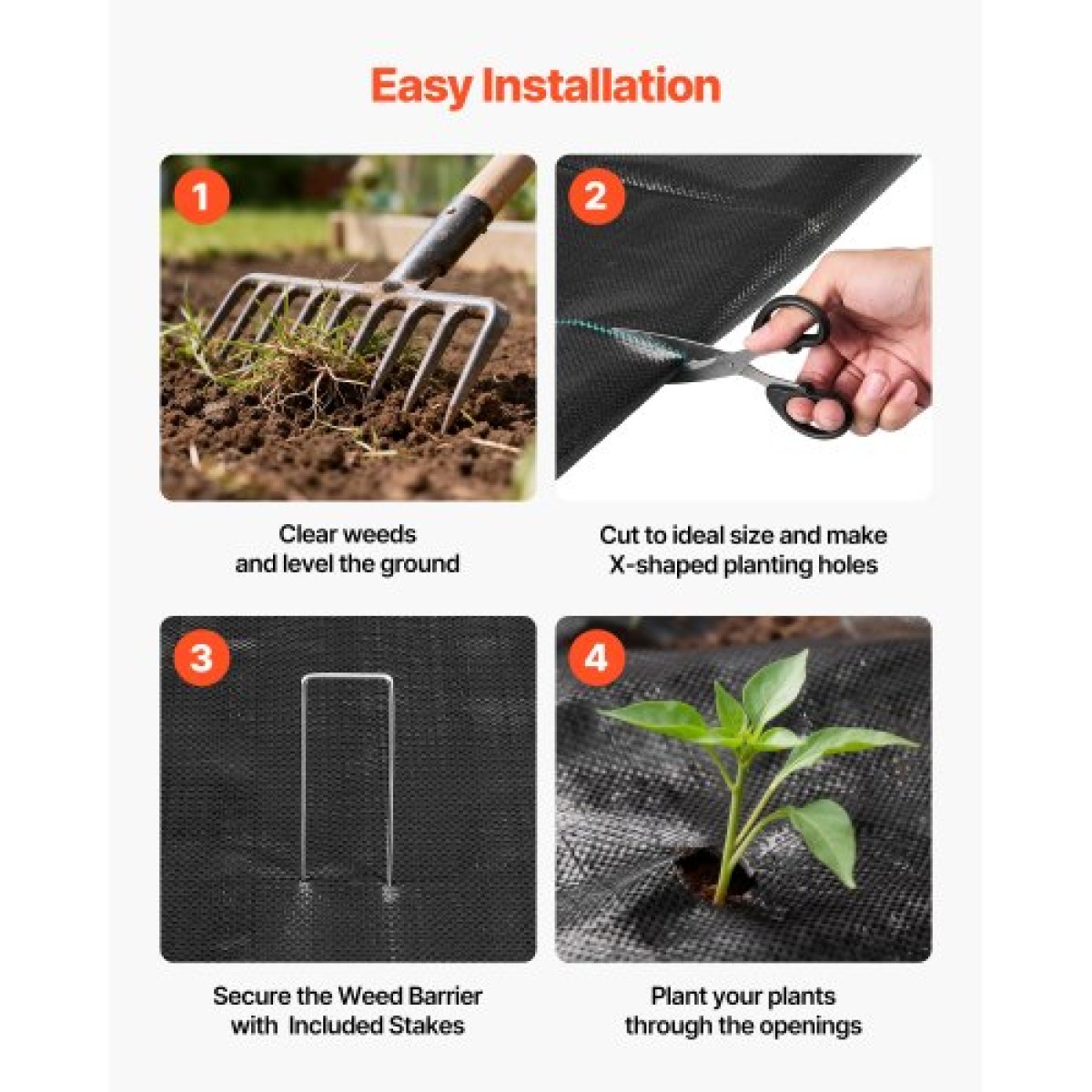 VEVOR Weed Barrier Fabric Heavy Duty, 2 Packs 0,9x15,2m 90,7g Weed Blocker Fabric, Woven Landscape Fabric, Garden Fabrics Weeds Barrier, Weeds Control Ground Cover, Geotextile Webbing, Black