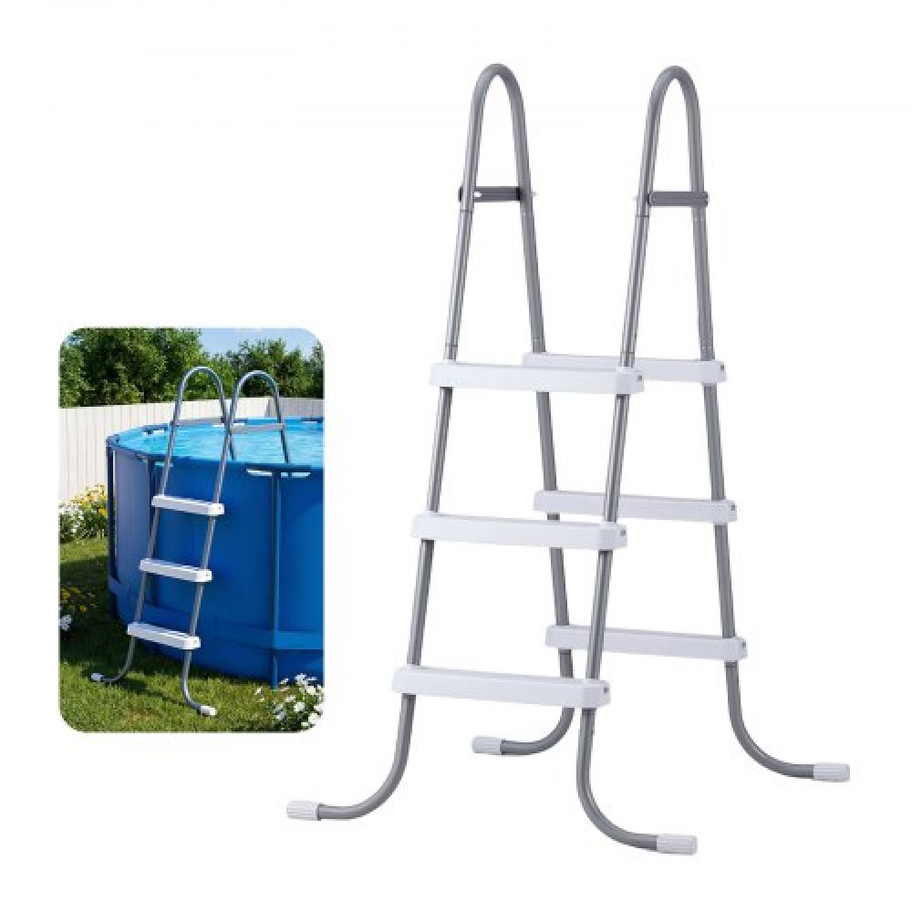 VEVOR Above Ground Pool Ladder, 3-Step Steel A-Frame Swimming Pool Swimming Swimming Pool 106,7 cm, Χωρητικότητα 136 kg Σκαλοπάτια εισόδου/εξόδου με ασφαλές αντιολισθητικό, ανθεκτικό φαρδύ σκαλοπάτι, εύκολη εγκατάσταση, γκρι και λευκό