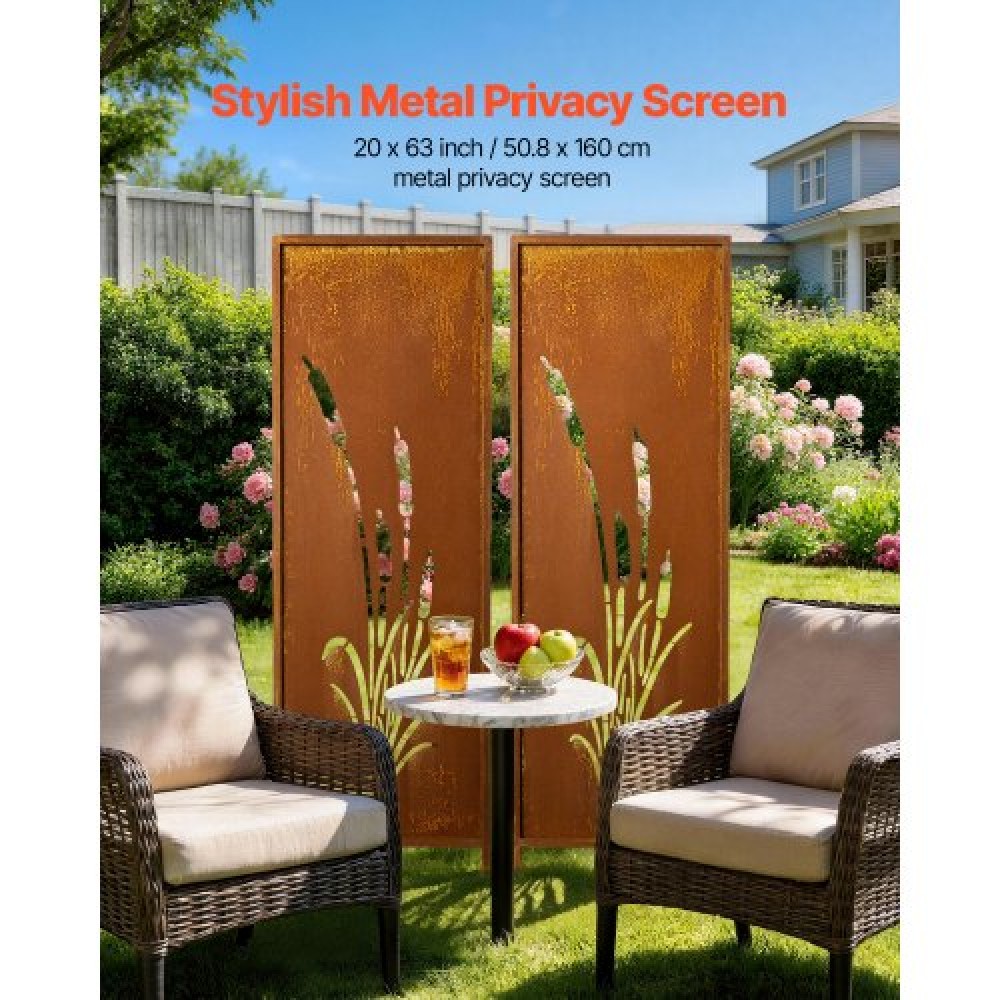 VEVOR Μεταλλική Οθόνη Privacy, 50 x 160 cm Ανεξάρτητος Μοντέρνος φράχτης Privacy, Διαιρέτης κήπου με εκτεταμένους πάσσαλους εδάφους & πλάκα από ανθρακούχο χάλυβα, ανεξάρτητο εξωτερικό διαχωριστικό για κήπο, εσωτερικό