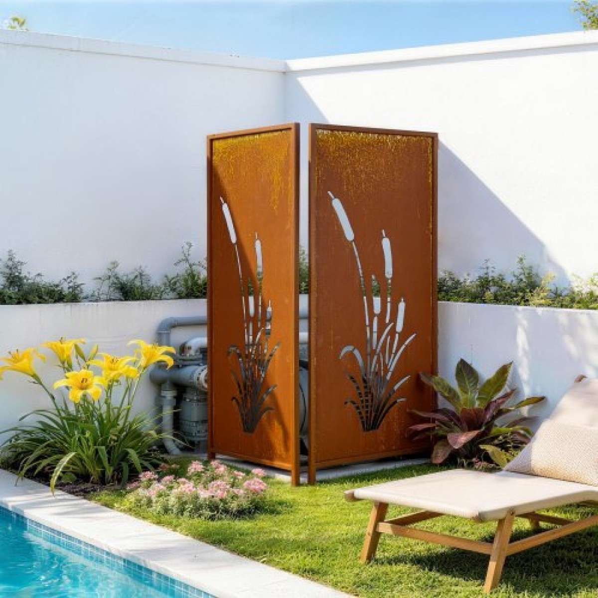 VEVOR Μεταλλική Οθόνη Privacy, 50 x 160 cm Ανεξάρτητος Μοντέρνος φράχτης Privacy, Διαιρέτης κήπου με εκτεταμένους πάσσαλους εδάφους & πλάκα από ανθρακούχο χάλυβα, ανεξάρτητο εξωτερικό διαχωριστικό για κήπο, εσωτερικό