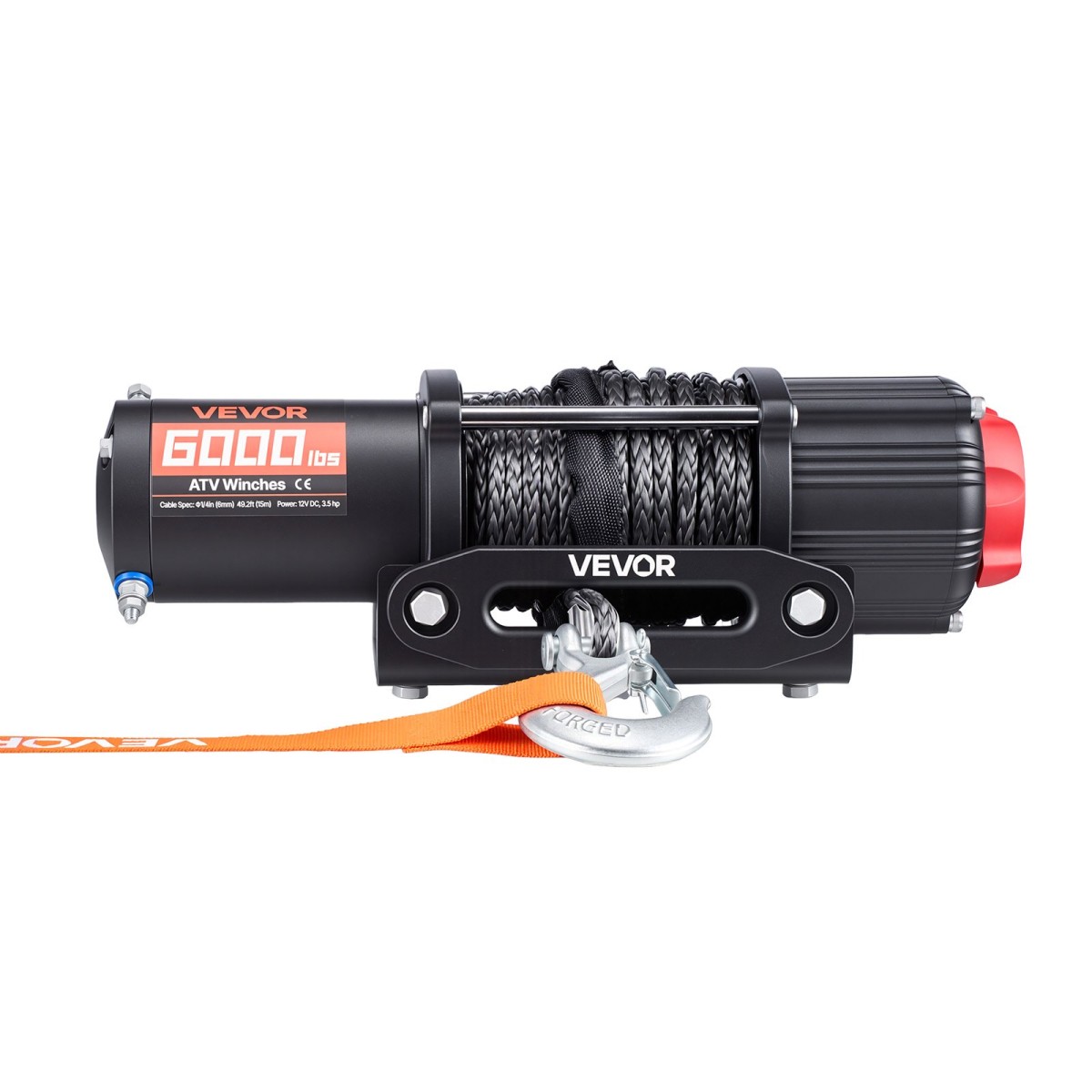 VEVOR 2721 kg Ηλεκτρικό βαρούλκο, βαρούλκο 12V DC ATV/UTV με Φ6 mm x 15 m συνθετικό σχοινί, ασύρματο & ενσύρματο τηλεχειριστήριο, IP55 αδιάβροχο, με πλάκα στήριξης Fairlead για ρυμούλκηση ATV UTV εκτός δρόμου