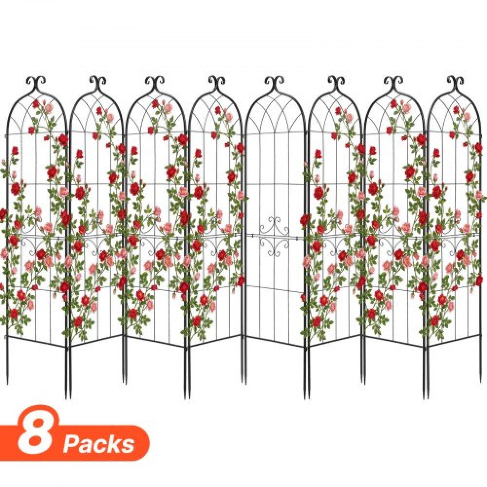 VEVOR Garden Trellis, 180 x 52.5 cm Rose Trellis, 8Packs Garden Flower Rose Trellises with Powder-Coated Finish & Convenient Locking Design, Plant Support Trellises for Flowers, Vegetables, Roses
