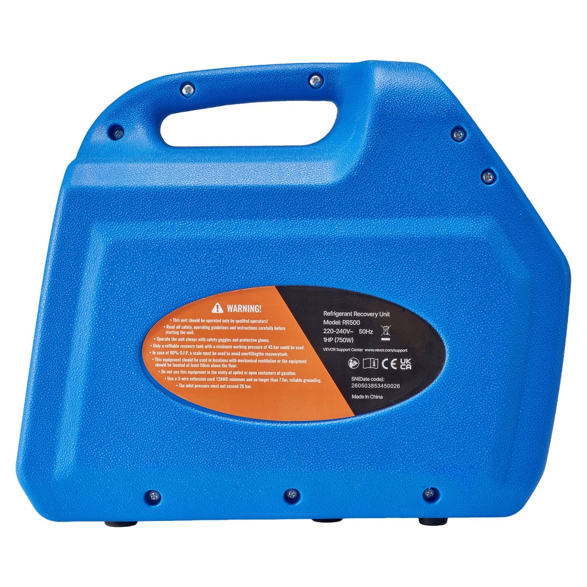 Φορητό μηχάνημα ανάκτησης ψυκτικού VEVOR, 1 HP 220-240V 50Hz Dual Cylinder AC Recovery Machine for Liquid Vapor Refrigerant, 1450 RPM Μονάδα Ανακύκλωσης HVAC για αυτοκίνητα και οικιακά συστήματα κλιματισμού