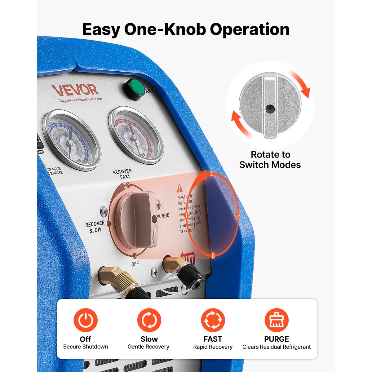 Φορητό μηχάνημα ανάκτησης ψυκτικού VEVOR, 1 HP 220-240V 50Hz Dual Cylinder AC Recovery Machine for Liquid Vapor Refrigerant, 1450 RPM Μονάδα Ανακύκλωσης HVAC για αυτοκίνητα και οικιακά συστήματα κλιματισμού