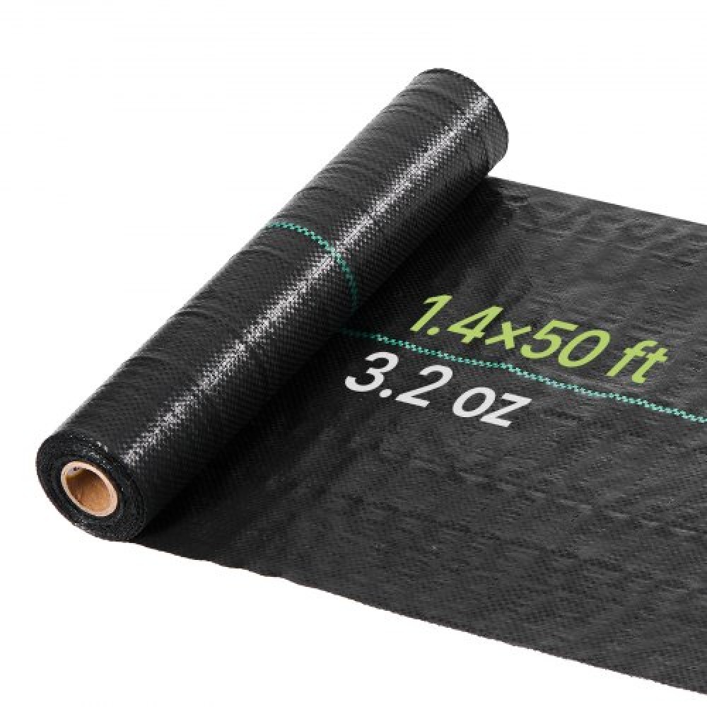 VEVOR Weed Barrier Fabric Heavy Duty, 0.4 x 15.2m 90.7g Landscape Fabric, Woven Weed Blocker Fabrics, Garden Fabrics Weeds Barrier, Weeds Control Ground Cover, Geotextile Webbing, Gardening Mat, Black
