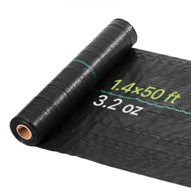 VEVOR Weed Barrier Fabric Heavy Duty, 0,4 x 15,2m 90,7g Landscape Fabric, Woven Weed Blocker Fabrics, Garden Fabrics Weeds Barrier, Weeds Control Ground Cover, Geotextile Webbing, Gardening Mat, Black