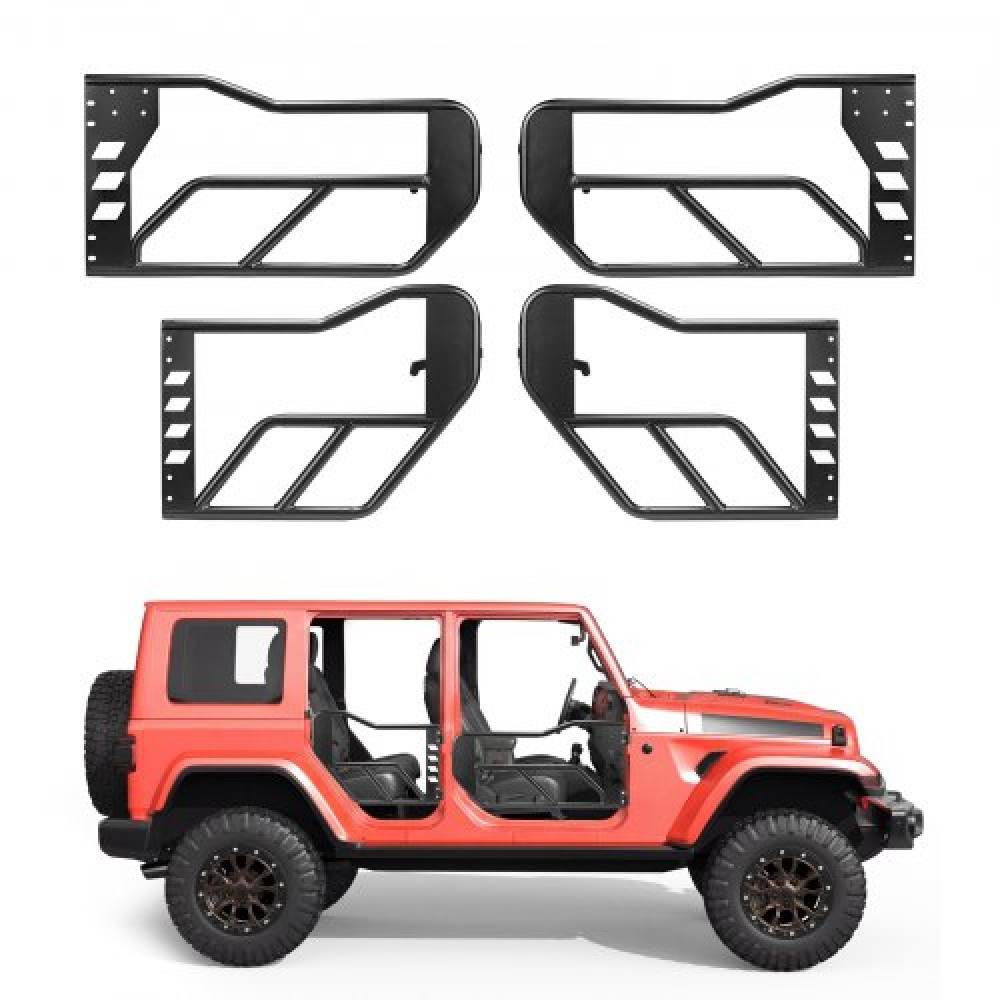 Πόρτες VEVOR Jeep Tube, 4-θυρες, συμβατές με Jeep Wrangler JK Unlimited 2007-2018, Μπροστινές & Πίσω Σωληνωτές Μπροστινές & Πίσω Σωληνωτές Πόρτες από κράμα χάλυβα με τσάντα αποθήκευσης, λαστιχένια μαξιλαράκια, μεντεσέδες βαρέως τύπου και μάνταλο O
