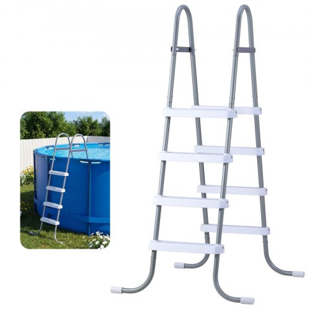 VEVOR Above Ground Pool Ladder, 4-Step Steel A-Frame Swimming Pool Swimming Swimming Pool 121,9 cm, Χωρητικότητα 136 kg Σκαλοπάτια εισόδου/εξόδου με ασφαλές αντιολισθητικό, ανθεκτικό φαρδύ σκαλοπάτι, εύκολη εγκατάσταση, γκρι & λευκό