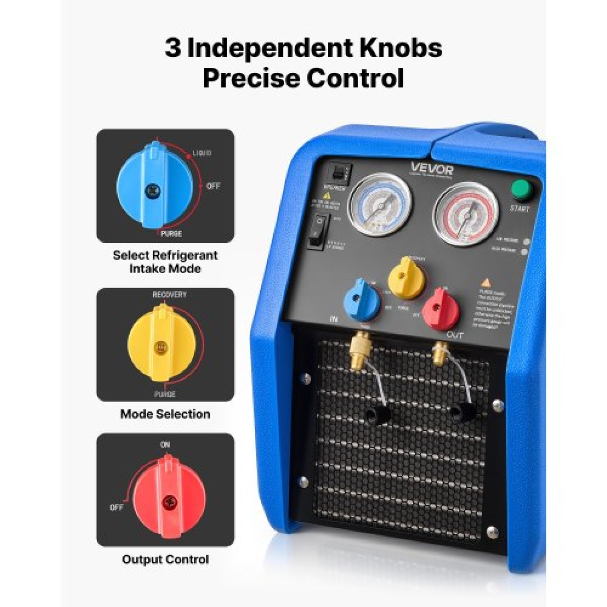 Φορητό μηχάνημα ανάκτησης ψυκτικού VEVOR, 1 HP 220V 50Hz Dual Cylinder AC Recovery Machine for Liquid Vapor Refrigerant, 1450 RPM Μονάδα Ανακύκλωσης HVAC για αυτοκίνητα και οικιακό κλιματισμό
