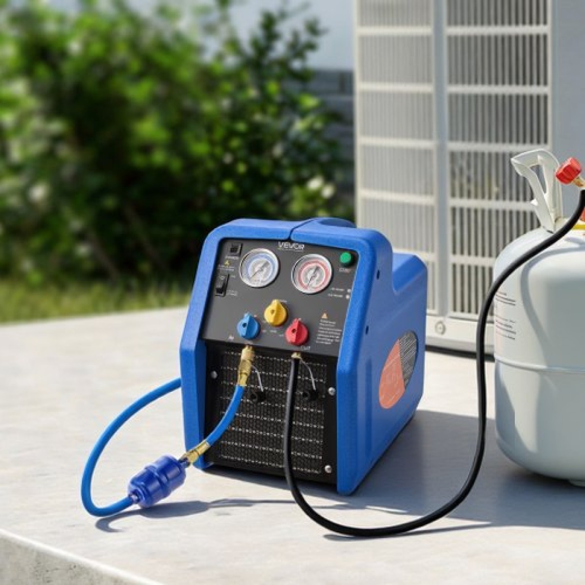 Φορητό μηχάνημα ανάκτησης ψυκτικού VEVOR, 1 HP 220V 50Hz Dual Cylinder AC Recovery Machine for Liquid Vapor Refrigerant, 1450 RPM Μονάδα Ανακύκλωσης HVAC για αυτοκίνητα και οικιακό κλιματισμό