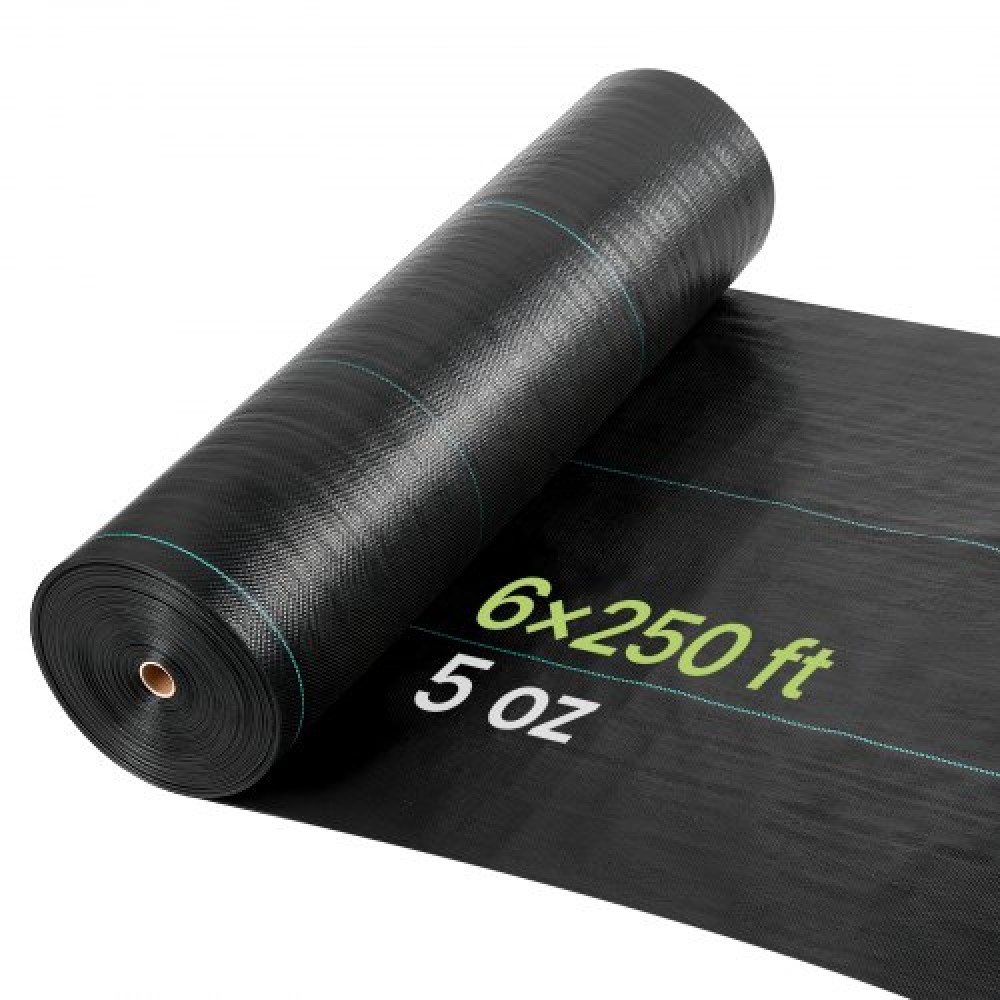 VEVOR Weed Barrier Fabric Heavy Duty, 1.8x76.2m 141.7g Landscape Fabric, Woven Weed Blocker Fabrics, Garden Fabrics Weeds Barrier, Weeds Control Ground Cover, Geotextile Webbing, Gardening Mat, Black