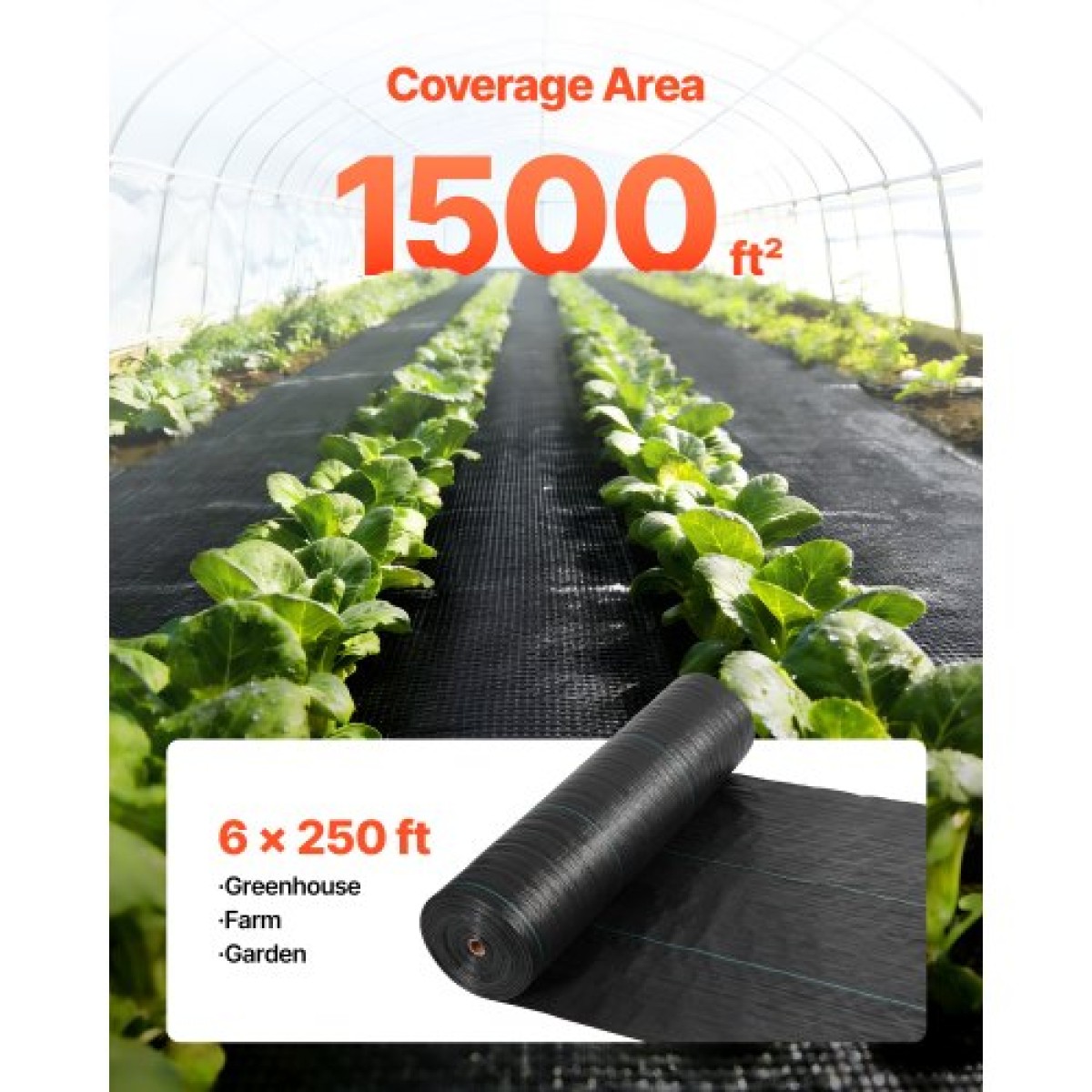 VEVOR Weed Barrier Fabric Heavy Duty, 1,8x76,2m 141,7g Landscape Fabric, Woven Weed Blocker Fabrics, Garden Fabrics Weeds Barrier, Weeds Control Ground Cover, Geotextile Webbing, Gardening Mat, Μαύρο