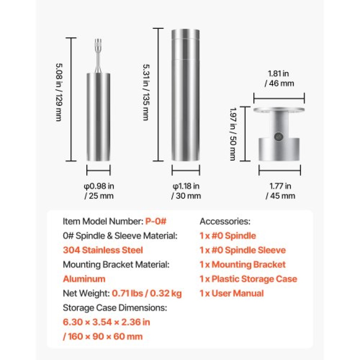 VEVOR Rotary Viscometer Rotor, 1-80 cP, 0# Viscometer Spindle, inox, with Storage case, for NDJ-5S NDJ-8S SNB-2T and LVDV-2T Laboratory Digital Rotary Iscosity Meters, για χαμηλό ιξώδες