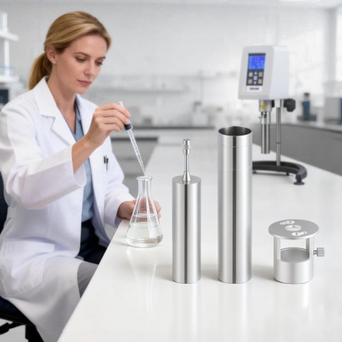 VEVOR Rotary Viscometer Rotor, 1-80 cP, 0# Viscometer Spindle, inox, with Storage case, for NDJ-5S NDJ-8S SNB-2T and LVDV-2T Laboratory Digital Rotary Iscosity Meters, για χαμηλό ιξώδες