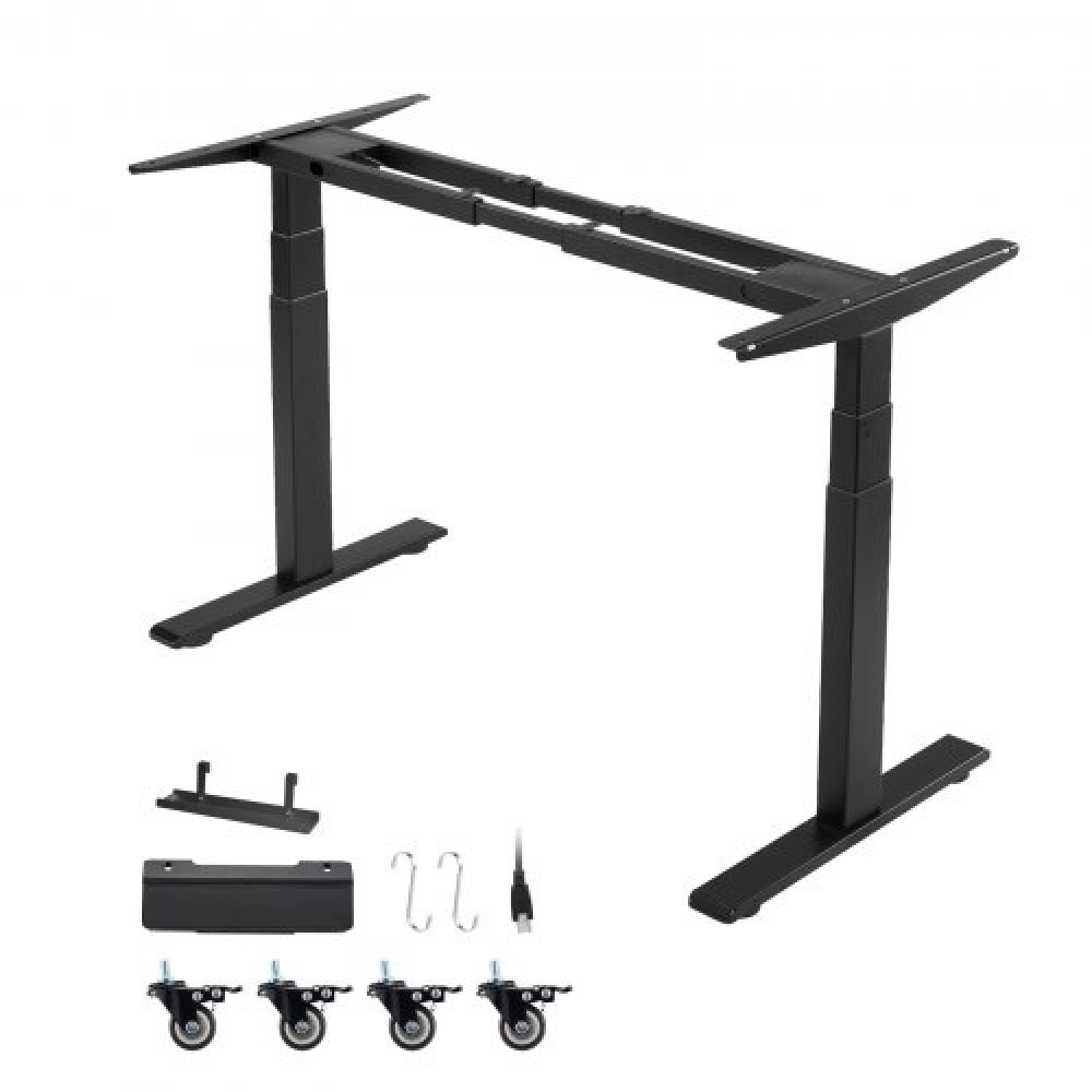 Πλαίσιο VEVOR Standing Desk Σκελετός διπλού κινητήρα, Ηλεκτρικό Ρυθμιζόμενο Μήκος επέκτασης 100-180 cm, 3 Ρυθμίσεις Ύψους Μνήμης Πόδια Τραπέζιου όρθιας στάσης, Επιτραπέζιο Riser Sit to Stand για Office Home Base Worksation, Μαύρο