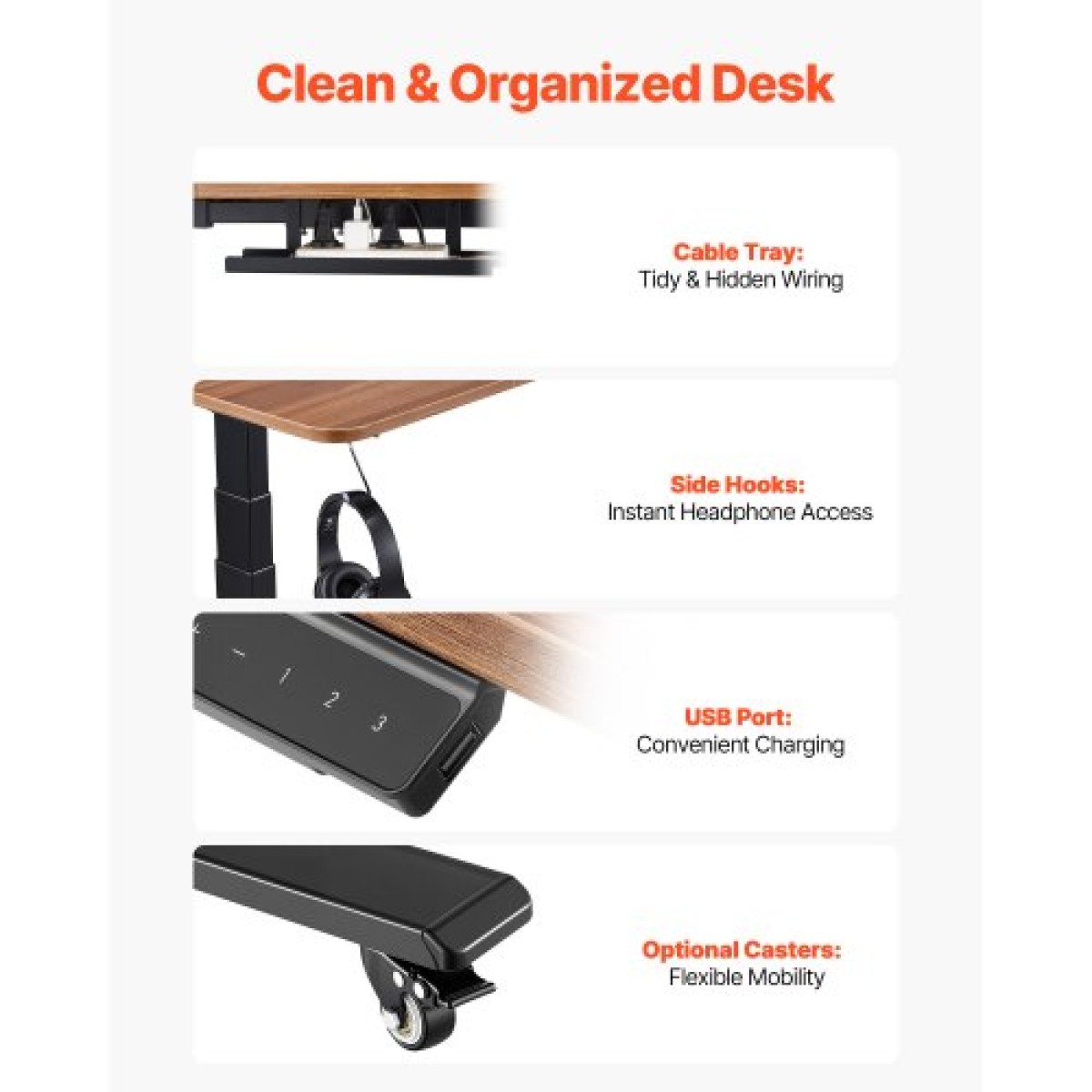 Πλαίσιο VEVOR Standing Desk Σκελετός διπλού κινητήρα, Ηλεκτρικό Ρυθμιζόμενο Μήκος επέκτασης 100-180 cm, 3 Ρυθμίσεις Ύψους Μνήμης Πόδια Τραπέζιου όρθιας στάσης, Επιτραπέζιο Riser Sit to Stand για Office Home Base Worksation, Μαύρο