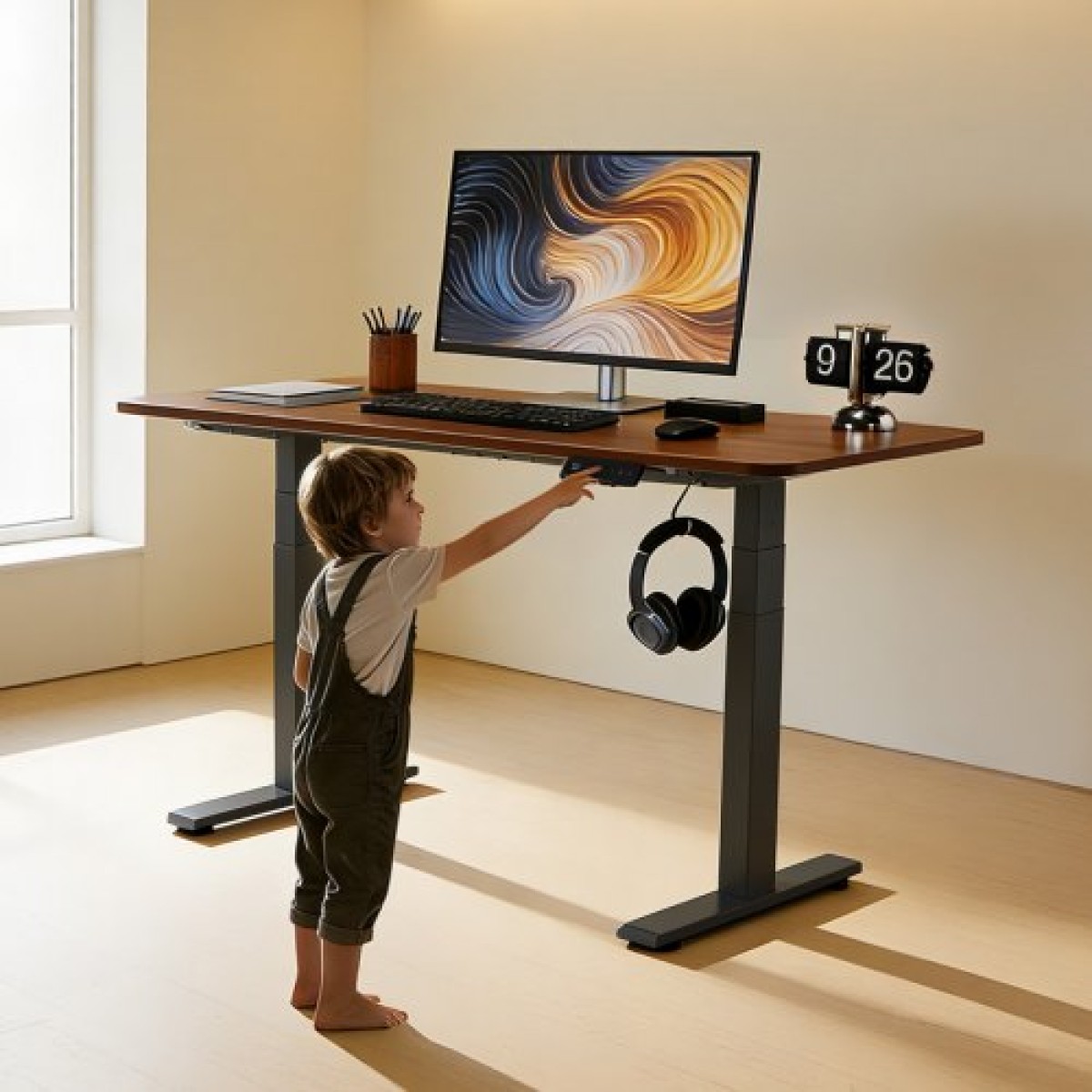 Πλαίσιο VEVOR Standing Desk Σκελετός διπλού κινητήρα, Ηλεκτρικό Ρυθμιζόμενο Μήκος επέκτασης 100-180 cm, 3 Ρυθμίσεις Ύψους Μνήμης Πόδια Τραπέζιου όρθιας στάσης, Επιτραπέζιο Riser Sit to Stand για Office Home Base Worksation, Μαύρο